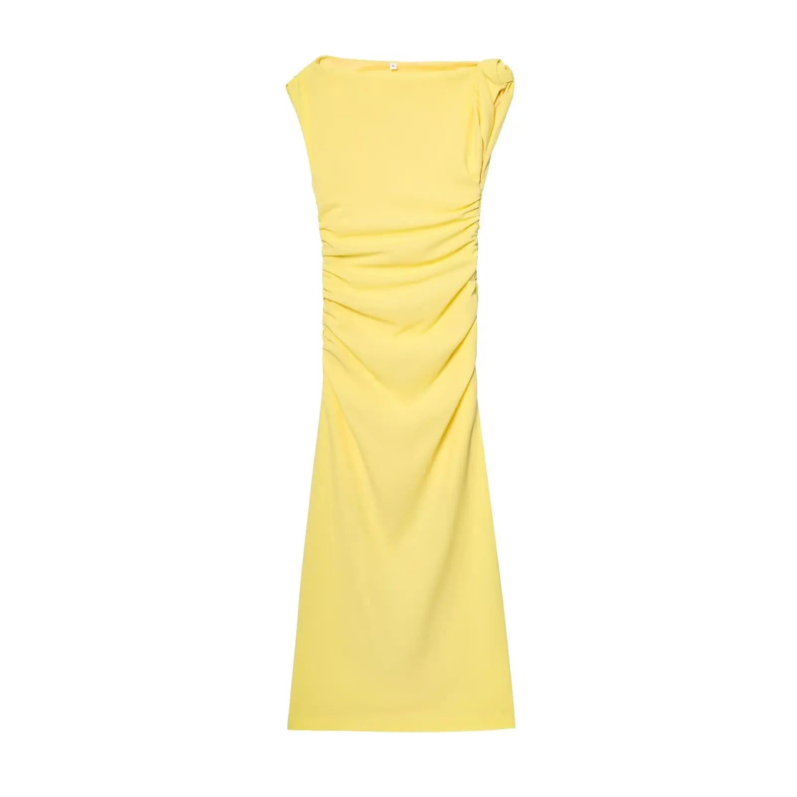 Hnewly   Slim Fit Slit Asymmetric Long Dress Fashion Slanted Shoulder Party Dress 2025 New Elegant Chic Yellow Tight Vestidos