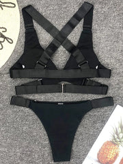 Hnewly  Sexy Adjustable Buckle Bandage Vevlet Bikini Women Swimsuit Female Bikinis Swimwear Two Pieces Bikini Set Bathing Suit Swim