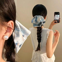 Lunivop  Sweety Romantic Gauze Hair Rope For Women Flowing Gauze Pearl Large Intestine Hair Ring Girls Fashion Elegant Hair Accessories