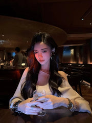 Hnewly  Y2k Aesthetic Two Piece Sets Autumn Sexy Skew Collar Cropped Pleated T-shirt + Grunge Zipper Mini Skirts Female Streetwear Suit