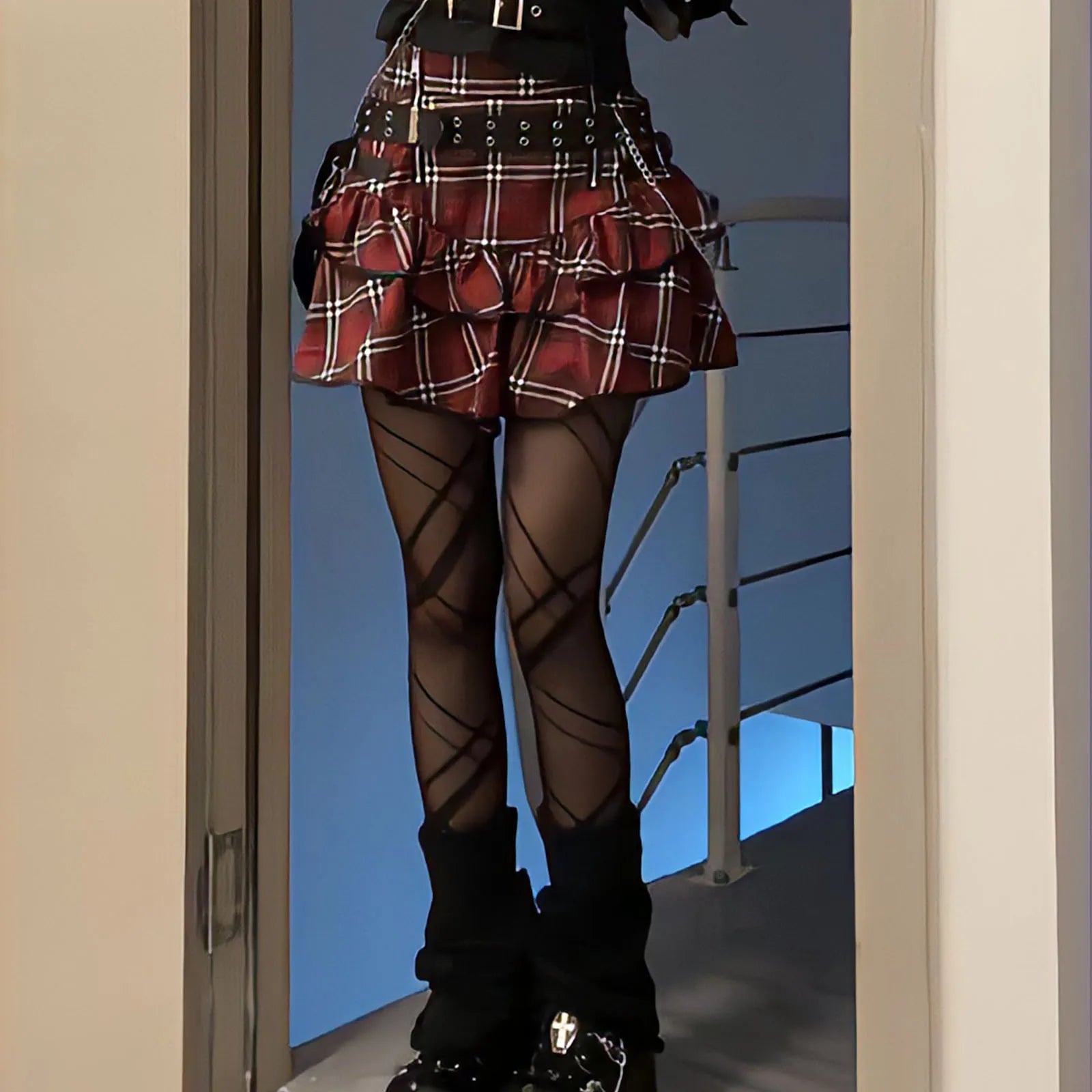 Hnewly Korean Japanese Sweet Hot Clothes Gothic Punk Skirts Y2k Streetwear Dark Aesthetics Pleated Ball Gown Plaid Stripe Mini Skirt