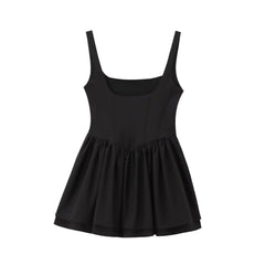 Hnewly  Fashion Solid Sling Mini Dress For Women Square Collar Sleeveless Backless Evening Party Short Dresses Female Club Chic