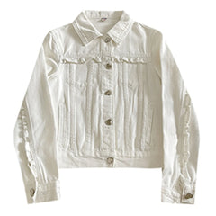 Hnewly  Ruffled Hem Denim Jacket Women's 2025 Spring New Korean Style Solid Color Long Sleeved Fashion Versatile Cardigan Female Tops