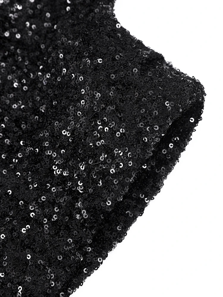 Hnewly Sequin Mini Dress For Women Elegant O Neck Fly Sleeve Shiny Short Robe Female Y2k Chic Christmas Evening Party Vestidos