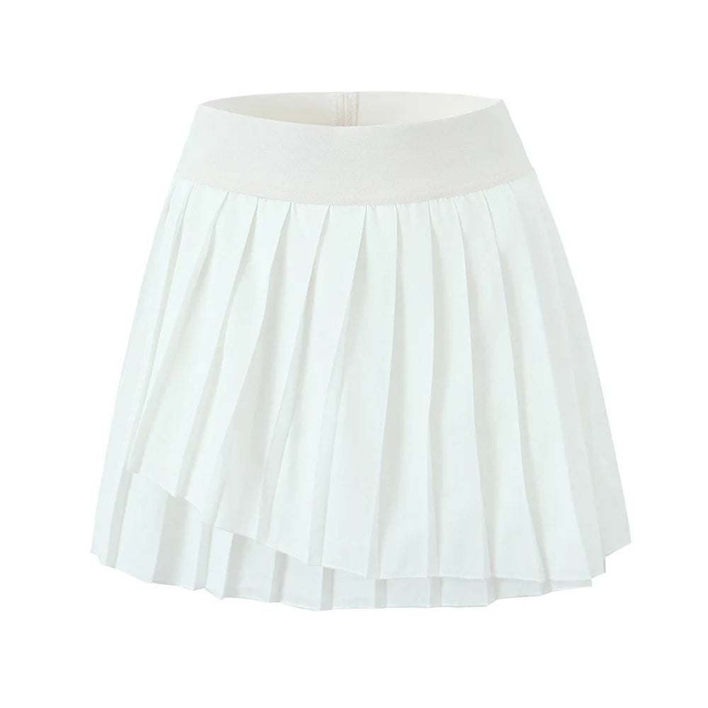 Hnewly  Summer Mini skirts y2k clothes korean fashion white skirts for women elegant pleated high waisted skirt with shorts asymmetrical
