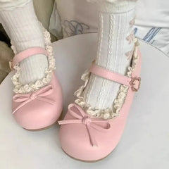 Hnewly  Woman Shoes Fashion Loafers Shoes Round Head Shallow Mouth Butterfly Knot Metal Buckle Soft Sole Non-slip Flat Zapatos De Mujer