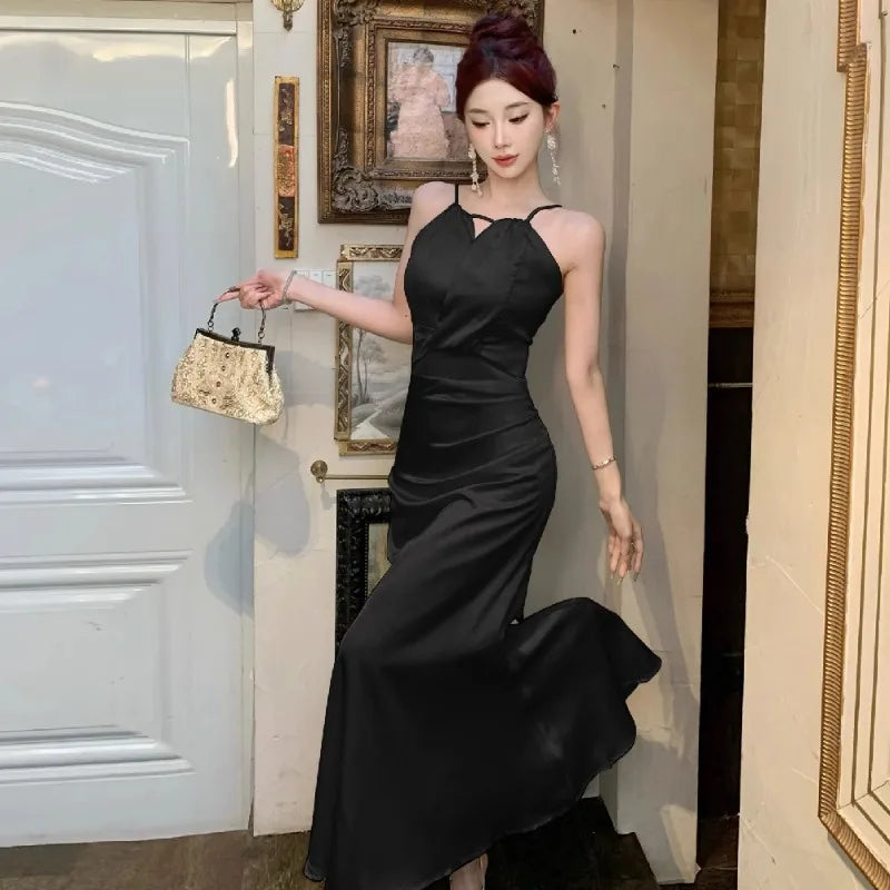 Hnewly  Dresses Women Sleeveless Sexy Elegant Off Shoulder Slim Backless Temperament Mermaid Dress Party Female Fashion Summer