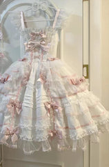 Hnewly  Sweet Lolita Princess Dress for Women Spring and Autumn Girl's Cute Bow Lace Edge Tea Party Dress Lolita Birthday Dress
