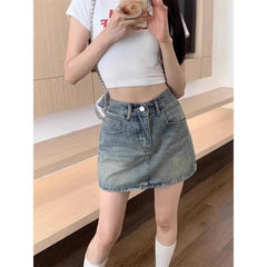 Hnewly  Skirts Womens Mesh Buttoned Mermaid Skirt for Literary Salon Indie Flare Hollow Artistic Adjustable Waist Student Afternoon