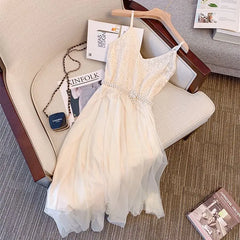 Hnewly  Summer New Style Slim Fit and Waist-hugging Mesh Dress the dress black dress white dress