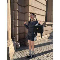 Hnewly  Vintage Plaid Skirt Women Preppy Style Sweet Pleated Mini Skirt Korean Fashion Retro Japanese Harajuku Short Skirts