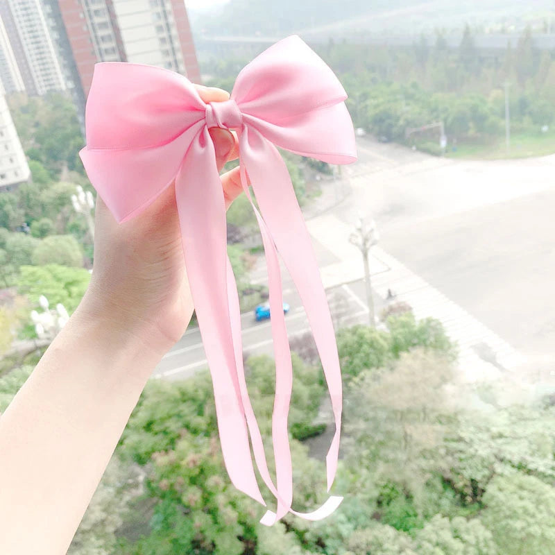 Hnewly Vintage Large Bow Hair Clip Trend Long Ribbon Hairpins Barrettes Headwear For Women Girl Hair Accessories Wedding Jewelry