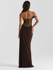 Hnewly  Sexy Party Women's Dress Halter Sleeveless Backless Side Split Lace Solid Female Dresses Summer Evening Elegant Lady Robe
