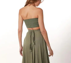 Hnewly  Women's New Solid Color Sleeveless Skirt Set, Chest Wrapping Top with Trumpet Skirt, Elegant and suitable for gatherings