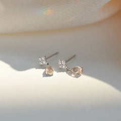 Hnewly  Korean Cute Ear Piercing Water Drop Earrings for Women Crystal Short Tassel Hypoallergenic Female Earrings Party Jewelry Brincos
