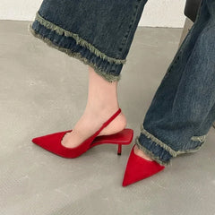 Hnewly  Comemore Women's Sexy Red High Heels Women's Summer Strappy Sandals Comfortable Pointed Toe Women Sandals Fashion Stiletto Shoes