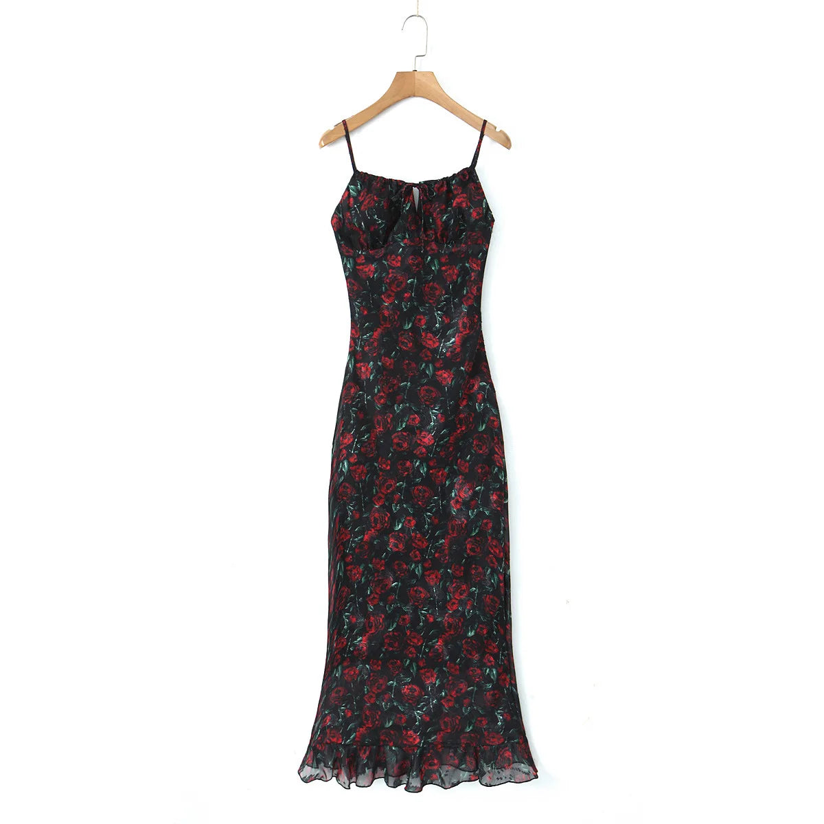Hnewly  Midi dresses for women Summer bodycon dresses sexy vintage clothes dress elegant black dress front tie vintage floral dress