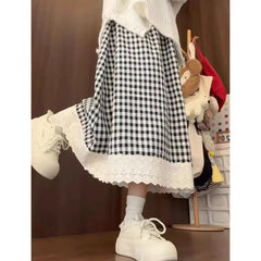 Hnewly Spring Autumn New High Waist Slim A-line Long Skirt Fairy Umbrella Skirt