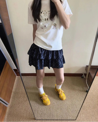 Hnewly  Funny T Shirts Women Cartoon Printed 2025 Summer Fashion Sweet O Neck Short Sleeve Loose Y2k Tops Female Casual Tshirt
