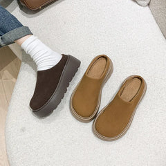 Hnewly  French Platform Half Slippers for Women Autumn Winter New Designer Home Shoes Ladies Fashion Casual Cotton Slipper Shoes Woman