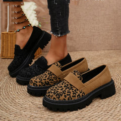 Hnewly  Fashion New Thick-soled Sexy Large-size Walking Shoes Spring/autumn Round Leopard Print Comfortable Casual Sneakers for Women