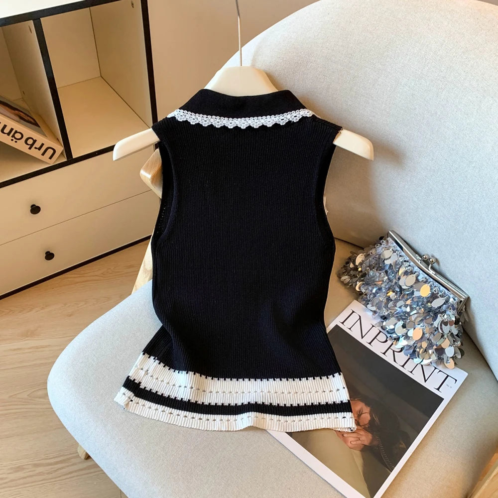 Hnewly  Half Zipper Stripe Pullover Sweater  Women Loose Knitted Base Shirt  2025 Spring /Autumn Japanese Style Long Sleeve Pullover Top