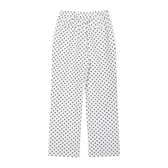 Hnewly  Fashion Polka Dot Printed Long Pants For Women Elegant Zipper Mid Waist Straight Leg Trouser Female Street Chic
