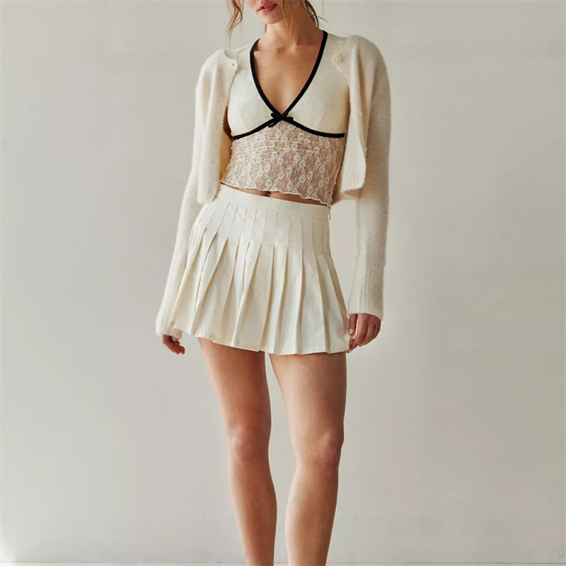 Hnewly Sheer Crop Top 2000s Women Sexy See Through V Neck Sleeveless Floral Lace Tanks Slim Fit Vest y2k Aesthetic Clothing