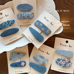 Lunivop  2pcs New Cute Cotton Embroidered Denim Hair Clips for Girls Sweet Flower Hairpins BB Clips Kids Fashion Hair Accessories