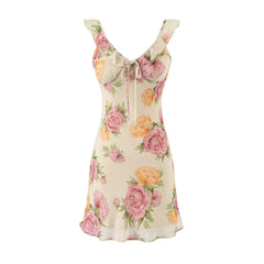 Lunivop  floral printed mini dress V-neck ruffled neckine sexy women party dress new bohemian spring summer dress