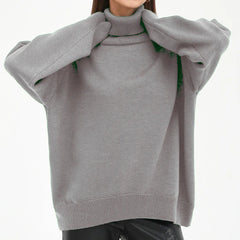 Hnewly  Thick Sweaters Oversized Turtleneck Women Winter White Pullovers Knitted High Neck Oversized Sweater For Woman Tops Loose