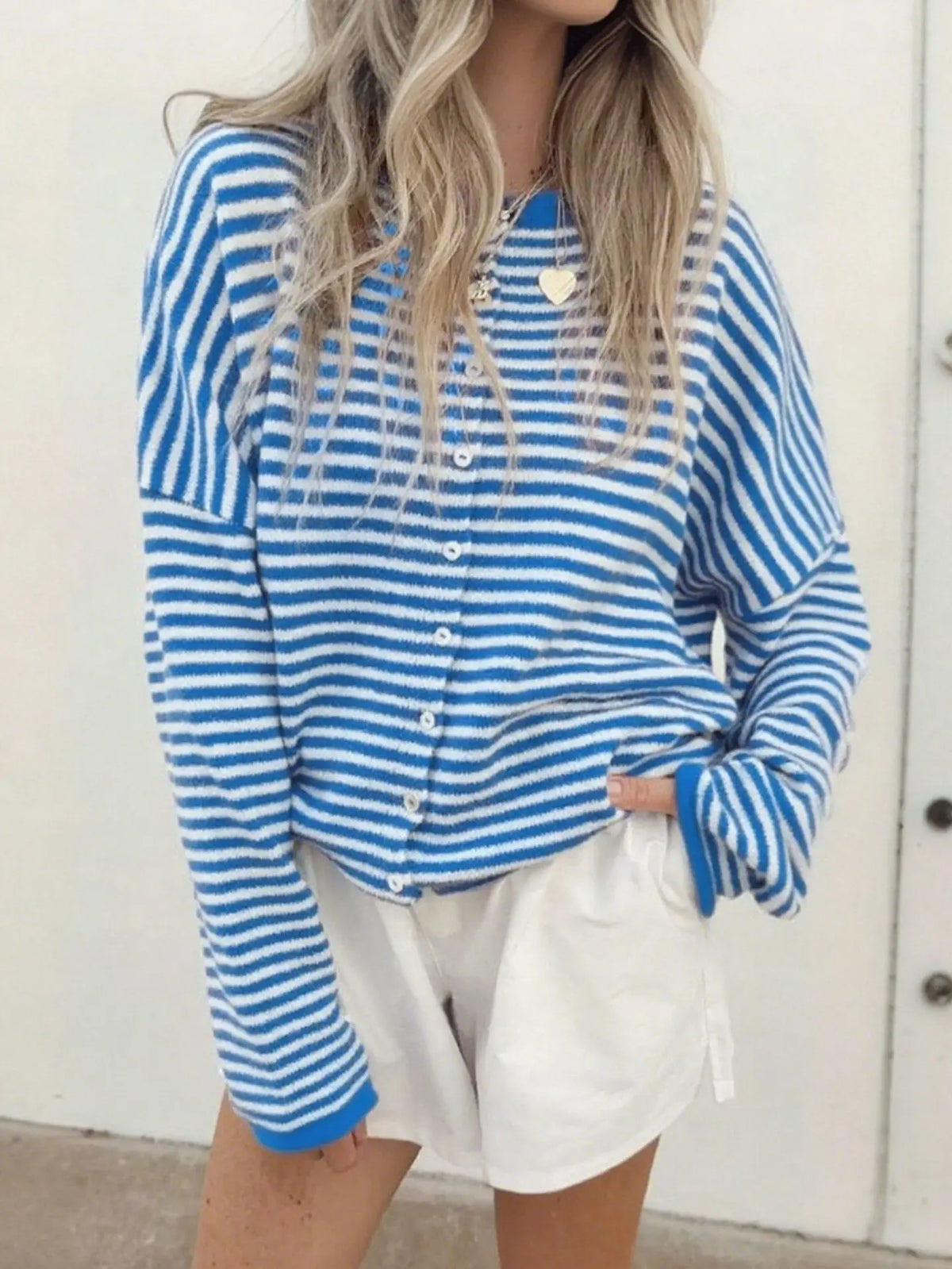 Hnewly  Stripe Women's Cardigan O-neck Single Breasted Full Sleeve Casual Loose Female Knit Cardigan Autumn Cozy Fashion Lady Coat