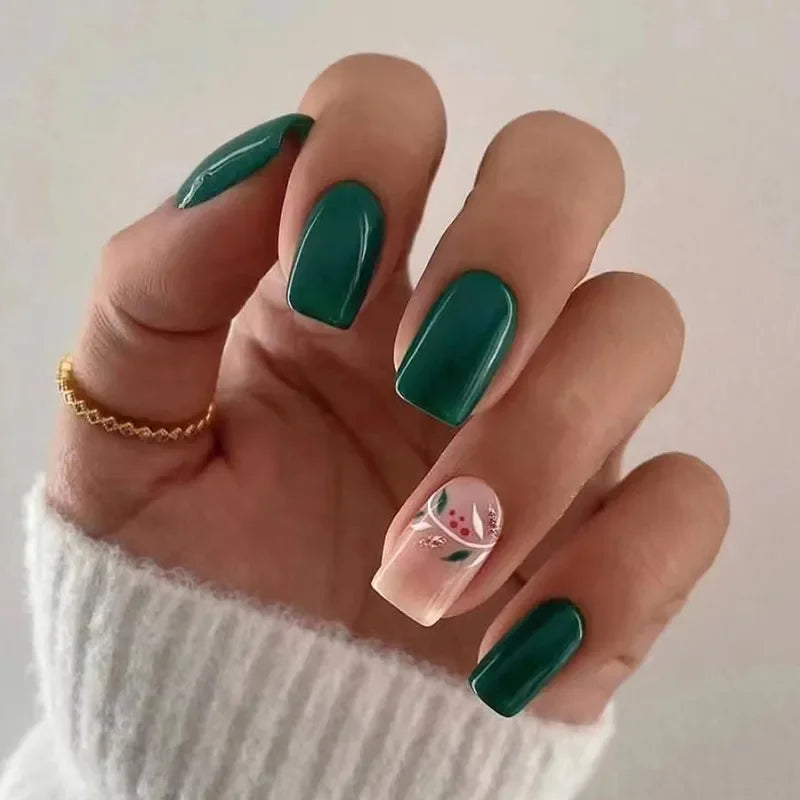 Hnewly 24Pcs Press On Nails Simple French Colorful Wavy Abstract Line Fake Nails Full Cover Nail Art Tips Coffin Square Head False Nail