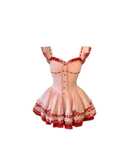 Hnewly  Sweet Style Plaid Patchwork Bridesmaid Dress Women's Summer Gathered Waist Puffy Skirt Short Skirt plus Size Clothing