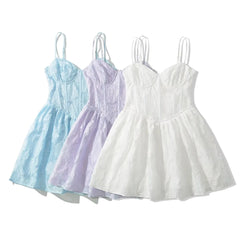 Hnewly  Summer Short Dresses White Mini Dress Sexy Evening Party Dresses Elegant Cami Dress Purple Elegant Ruffle Dress Ruched