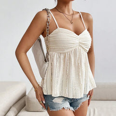 Hnewly  Fashion Solid Color Hole Loose Camisole Women Summer A Line Knit Tank Tops Woman Ins Sleeveless Beach Corset Top Feamle