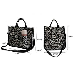 Hnewly  Woman's Handbag New Trend Large Capacity Zebra Striped Adjustable Shoulder Strap Bag Canvas Tote Fashion Shopping Bags