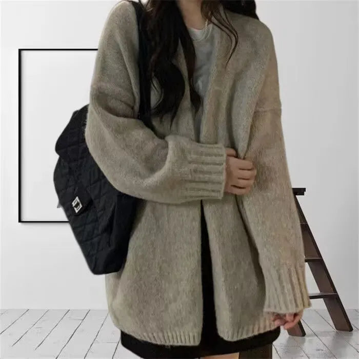 Hnewly  Oversized Open Front Knit Cardigan for Women Comfy Sweater Coat Female Open-front Duster Cardi Casual Chic Autumn Winter Outfit