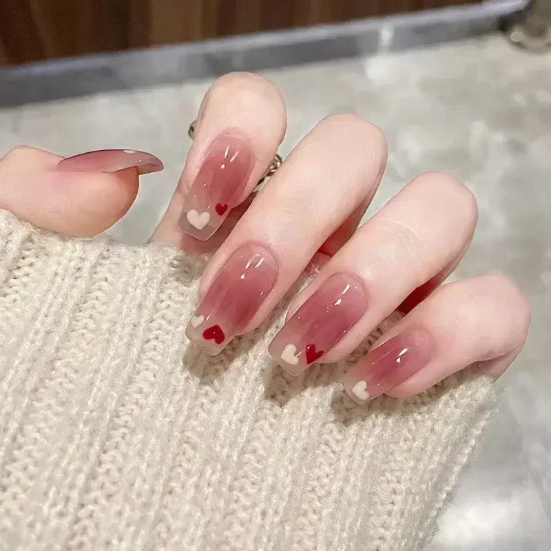 Hnewly 24pcs Detachable Short Press on Nails Y2k rhinestone False Nails with Glue Ballet Sweet Cool Girls Artificial False Nails Tips