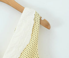 Lunivop  Sweet Yellow Polka Dot Print Spliced White Lace V collar Tank Dress Women Open Buttons Low Waist A-line Sleeveless Vestidos Robe