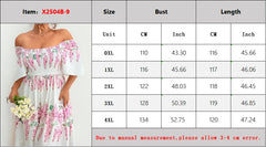 Hnewly  New Elegant Floral Print Petal Short Sleeve Plus Size Long Dresses Vacation Party Elastic Bust Square Neck Female Clothing Dress
