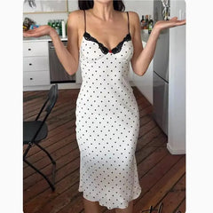 Hnewly  Long dresses for women vacation outfits birthday dresses luxury black dots midi dress white elegant evening party dresses lace