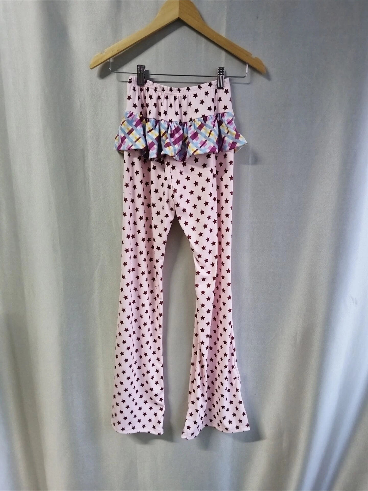 Hnewly  Harajuku Kawaii Sweet Star Pants for Women Fake Two Piece Pink Wide Leg Pants Autumn Thin Slim Waist Skirts Pants