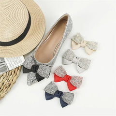 Hnewly  Rhinestone Shoes Decorations Handmade Shiny Bow Shoes Flower Jewelry DIY Bags/Clothes/Shoes High Heel