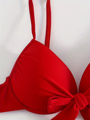 Hnewly  Sexy Knotted Underwired Bra Cup Bikini Women Swimsuit Female Swimwear Two-pieces Bikini Set Push Up Bikinis Bathing Suit Swim