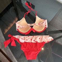 Hnewly  New High Waist Fairy Sweet 4-Piece Women's Split Bikini Set - Print Trendy Swimwear Beach Vacation Summer Party Fashion
