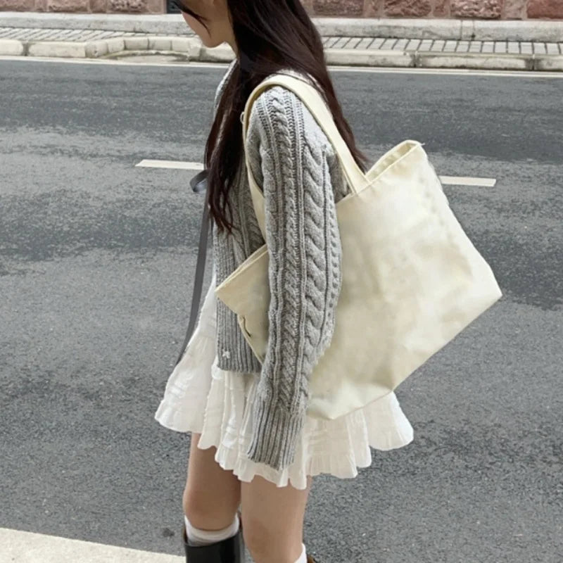Hnewly Fairycore Sweater y2k Clothes Women Solid Color V Neck Long Sleeve Cardigan Knitted Tops 2000s Clothing Streetwear