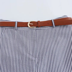 Hnewly  new summer women's clothing fashion temperament simple and versatile slim fit with belt striped skirt pants