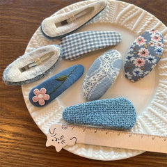 Lunivop  2pcs New Cute Cotton Embroidered Denim Hair Clips for Girls Sweet Flower Hairpins BB Clips Kids Fashion Hair Accessories