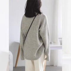 Hnewly  Oversized Turtleneck Sweater Soft Rib Knit Long Sleeve High Neck Pullovers Women Plain Jumper Autumn Winter 90s Normcore Outfit